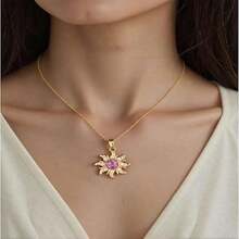 Rapunz Sun Necklace For Women, Tangled Gold Opal Pendant Necklaces, Christmas  Healing Crystal Jewelry - As Pic - View 2