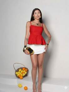 SENSORY BLOUSE DRESS WOMEN'S FASHION SUMMER 2025 - RED - View 3