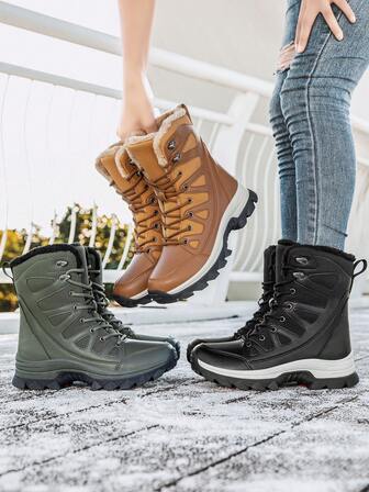 情侣高帮雪地靴保暖抓绒内里防水防滑冬季户外徒步鞋适合东北雪乡