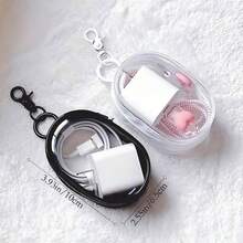 1 pieza Bolsa de almacenamiento con cremallera transparente en blanco y negro + 1 pieza de gancho, se puede llevar y colgar en la bolsa, adecuado para auriculares, estuche de carga, llavero, anillos, bolsa de accesorios de viaje transparente