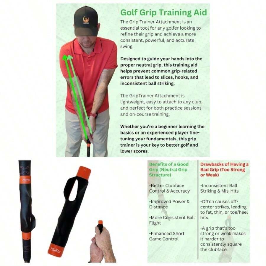 Grip Training Aid Swing Training Aid Proper Hand Placement Grip Consistency Portable Practice Improved Swing Rhythm Accuracy Skill Levels - Black - View 1