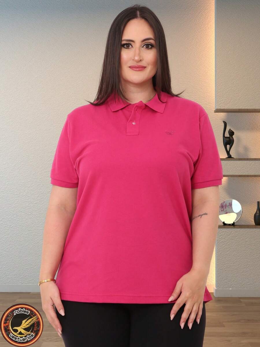 Camisa Gola Polo Feminina Plus Size Tshirt Babylook G1 G2 G3 Blusas De Alata Qualidade Clasicas Luxo Trabalho Uniforme