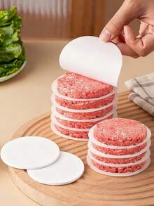 500pcs Non-Stick Hamburger Paper, Oil Absorbing Separator Paper, Easy Storage, Separates Burgers When Frozen, Suitable For Patties, Cookies, Pies, Mousse And Other Foods, Kitchen Supplies, Outdoor Restaurants And Home Kitchens, 100/500/1000/1500pcs Food Divider Paper