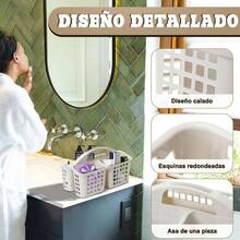 Cesta Porttil para Ducha con 3 Compartimentos, Cesta de Ducha Porttil de Plstico, Organizador de Suministros de Limpieza con Asa, Almacenamiento de Plstico Dividido para Bao - inicial - Ver 3