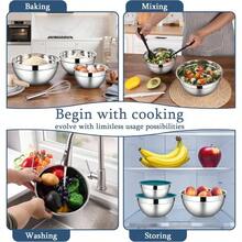 Juego de cuencos para mezclar con tapas hermticas, de acero inoxidable, juego de 3 cuencos de cocina de metal, aptos para lavaplatos y congelador, 1.5 cuartos de galn y 2.6 cuartos de galn y - Azul - Ver 5