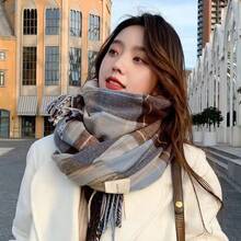 12-16 Years Old Autumn And Winter Plaid Scarf Boys And Girls Winter High-End New Style All-Match Warm Couple Neck Shawl Korean Style - Multicolor - View 8