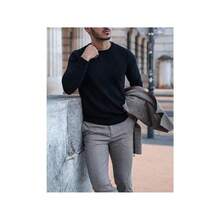 Men's Crew Neck Sweater Slim Fit Lightweight Sweatshirts Knitted Pullover For Casual Or Dressy Wear - 黑色 - 查看 5