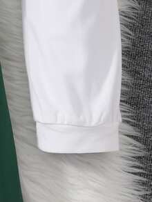 Girls' Green Long Sleeve Collared Button Splice Contrast Color Casual Party Dress