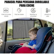 2 Piezas Parasol para Parabrisas de Coche 40x45cm Ventana Lateral Enrollable con Proteccin, Compatible con Todos los Tipos de Vehculos - Negro + 40*50 - Ver 5