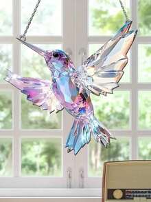 1 pièce Attrape-rêves exquis de colibri - Thème d'oiseau en acrylique coloré, motif plat, décoration murale et de porte, décoration multifonctionnelle, convient pour toutes les saisons, cadeau de créativité unique pour la maison et le jardin, convient pour la décoration/l'occasion de festival, idéal pour les amateurs d'oiseaux