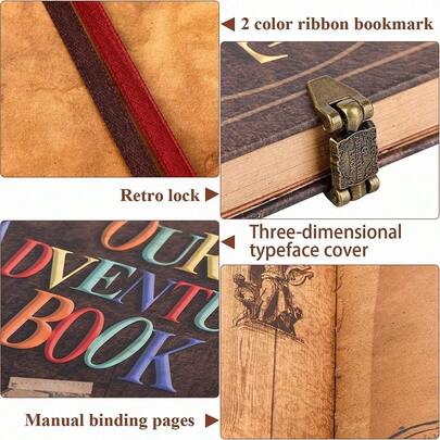 DEKITA Álbum de Fotos, 146 Páginas, 29cm x 19cm, y Papel, Cubierta y Letras Convexas, Perfecto para Bodas, San Valentín, Cumpleaños y Viajes