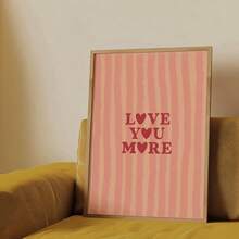 1 件，墙面艺术，名言海报，爱你更多艺术印刷品，心形条纹少女帆布画，独特创意的墙面美学装饰，客厅和卧室的完美装饰，无框 - 彩色 - 查看 2