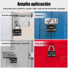 2PCS Largo Candado con Llave de Aluminio, 40 MM Impermeable Candado Pequeo, Candados de 4 Llaves, Candado Resistente al Agua para Escuela, Puerta, Taquillas, Armarios, Negro - mango corto - Ver 8