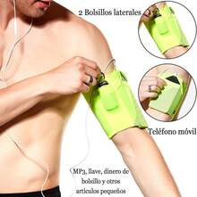Brazalete Deportivo Universal para Todos Los Teléfonos. Brazalete para Teléfono Celular para Correr ,Ejercicios en el Gimnasio, Actividades al Aire Libre Material Reflectante - Verde - Ver 3