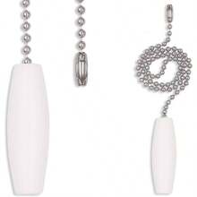 2 Pack 12 - Inch Ceiling Fan Pull Chain, 3mm Beaded Ball Chains White Wooden Decorative Pendant Extension Chains Ceiling Lamp Fan Chain - 2 - 查看 1