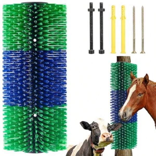 1PCS Livestock Scratch Brushes Horse Scratcher Full Massage Brush Kit Itching Relieving Tools For Animals Livestock Scratching Brush For Horses Cows Sheep Easy Installation