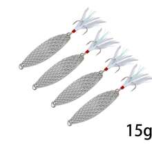 2/4pcs Fish-Scale Pattern Red Dot Metal Spinner Spoon Fishing Lure Silver/Gold Metal Bait Bass Bait Feather Hook