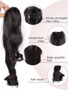 Peluca sintética con trenzas, coleta de mujer con sensación antigua estadounidense, coleta baja atada a un lado, voluminosa simulación de cabello, pinzas de pelo, accesorios de invierno para el cabello, elegantes pinzas de pelo, pinza de invierno para el cabello - Multicolor - Ver 3