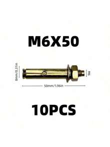 10 piezas/20 piezas Pernos de expansión de acero galvanizado, tornillos de expansión de cabeza hexagonal talla grande largos con recubrimiento de zinc de color