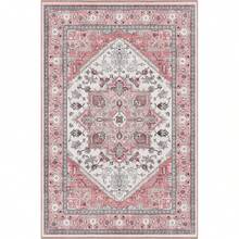 Soft Neutral Area Rugs 5x7, Washable Rug With Non Slip Backing, 5 X 7 Faux Cashmere Low-Pile Carpet, Cream White & Blue & Light Brown,  2025 Design - Pink - View 9