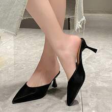 2026新款尖头拖鞋，女士高跟凉鞋，适合早春穿着 - 黑色 - 查看 15