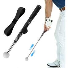 Retractable Swing Training Aid, Grip Trainer Warm, Click Feedback Swing Trainer Improving Hitting Strength Tempo, Beginners, Indoor Outdoor Practice - Đen sâu - Xem 2