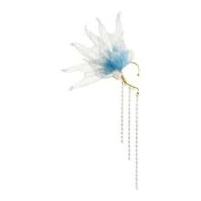 Stunning Mermaid Elf Ear Cuffs With Pearl Tassel, Non Piercing Elven Wrap Clip On Earring For Anime Cosplay Costumes, Halloween Mermaid Accessories Women Men{"Color_name":"Blue","Size_name":"OneSize"} - Màu xanh da trời - Xem 4