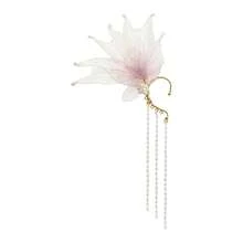 Stunning Mermaid Elf Ear Cuffs With Pearl Tassel, Non Piercing Elven Wrap Clip On Earring For Anime Cosplay Costumes, Halloween Mermaid Accessories Women Men{"Color_name":"LightPurple","Size_name":"OneSize"} - 淺紫色 - 查看 4