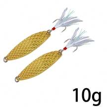 2/4pcs Fish-Scale Pattern Red Dot Metal Spinner Spoon Fishing Lure Silver/Gold Metal Bait Bass Bait Feather Hook