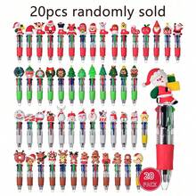 1/5/10/20 Stücke Weihnachts-Mehrfarbkugelschreiber mit 4 Farben in 1, ausziehbar 0,7mm, cartoon-süße, lustige Stifte für Weihnachtsmann, Schneemann, Schreiben, Stifte für Feiertagspartys, Schulbedarf, Studenten, Belohnung