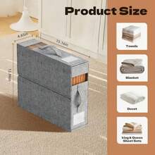 Gloryboom Multi - use Storage Bags 4pack Dustproof Organizer Bedding Quilts Blankets with Window Collapsible Zippered Container - Gris+Beige - Ver 7