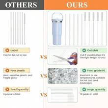 10 Pack Straw IceFlow 30oz64oz Cup Tumbler, 14oz20oz, 5 Pack Reusable Plastic Straws With 5 Pack Cleaning Brushes, , BPA - Cut - To - Fit 8.46in - 適用於 IceFlow 30/40/64oz - 查看 3