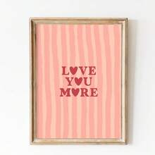 1 件，墙面艺术，名言海报，爱你更多艺术印刷品，心形条纹少女帆布画，独特创意的墙面美学装饰，客厅和卧室的完美装饰，无框 - 彩色 - 查看 7
