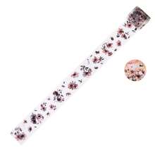 1 rolă bandă adezivă cu cerneală albă, decupată cu matriță PET, autocolante DIY pentru scrapbooking floral vintage, potrivite pentru cadouri, birou, casă, marcare, etichete, clasă, jucării, planificator pentru studenți, autocolante decorative vintage creative