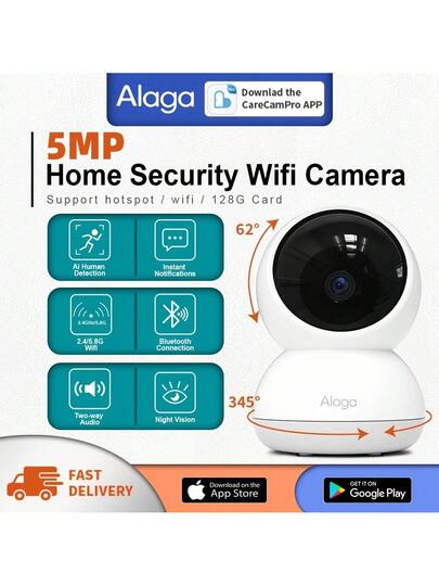1pc Camera Security 5G Wireless Wifi 3K High Definition 5MP Camera, AI Intelligent Human Tracking Motion Detection, 2.4G/5G Alarm Push, Video Surveillance, Slimme Home PTZ Indoor Outdoor Two Way Audio Security, Baby/Pet/Home/Office Monitoring view 8