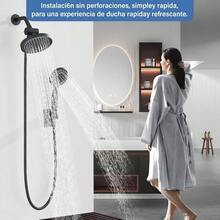 Combo de cabezal de regaderas para bao alta presion de 6 ducha de mano, con manguera de 1, 5 metros regadera con manguera para bao Cromo - Mate Negro - Ver 6