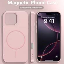 1 Ốp lưng silicon lỏng mờ tối giản từ tính tương thích với iPhone 16 15 14 13 12 Pro Max Plus Ốp lưng silicon mềm có sạc không dây - Hồng - Xem 4