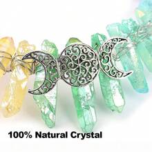 Boho Crystal Crown Headband, Natural Quartz Rhinestone Tiara Headpiece For Women Girls Wedding Parties Photography{"Color_name":"COLORFUL"} - 豐富多彩的 - 查看 4