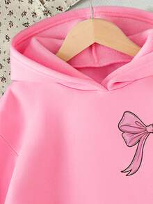 女童卡通图案保暖卫衣 - 粉色 - 查看 3