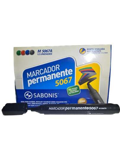 Caja de 12 Marcadores Permanentes de Cincel en Negro - Ideal para Oficinas, Escuelas y Hogares