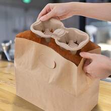 20/50pcs Disposable Paper Pulp Cup Sleeves, Coffee Cup Holders, Milk Tea Cup Trays, Tear-Off Double Cup Holders, Milk Tea & Coffee Cup Coasters, Suitable For Cafes And Milk Tea Shops - Multicolor - View 4