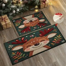 1 Stück/2 Stücke Weihnachts-Rentier mit Geweih Muster Badezimmer Antirutschmatte, Kunstkaschmir Material, Plüsch Dekoration geeignet für Badezimmer, Türeingänge, Küchen & Festliche Dekorationen, Maschinenwaschbar, Geschenkidee - Verschiedenfarbig - Übersicht 4