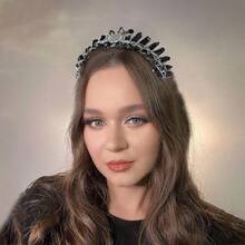 Bubbmi Black Raw Crystal Tiara Headband, Natural Quartz Moon Goddess Witch Fashion Hair Band For Wiccan Cosplay Party Headwear{"Color_name":"BLACK"} - 黑色 - 查看 7
