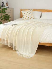 A Solid Color Particle Knitted Blanket, Nordic Style Acrylic Rectangular Office Nap Sofa Blanket Air Conditioning Blanket Knitted Small Blanket Shawl Cover Blanket Blanket Bed End Blanket - Màu be ngô - Xem 3