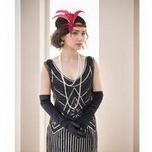 1 Pcs 1920s Flapper Headpiece Red Feather Headband Roaring 20s Gatsby Hair Accessories Red