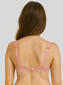 Reinforced Lace Nursing Bra For Pregnant Women, Easy Open Postpartum. - 乾枯玫瑰色 - 查看 4