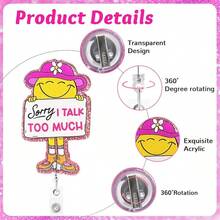 12 PCS Funny Badge Reels Bulk Cute Nurse Badge Holders Retractable Id Clip Colorful Nursing Medical Asssitants RN LPN CNA Buddy Accessories For Work - 趣味徽章捲軸散裝 - 查看 4