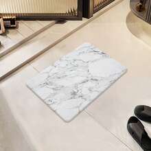 Quick-Drying Silicone Bathroom Mat, Non-Slip Rubber Backing, Waterproof Leather Bathroom Mat, Non-Woven Fabric Woven Rectangle White Marble Pattern - Multicolor - View 20