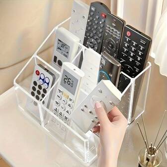 1pc Transparent Large Capacity 5-Grid Makeup Storage Box - Clear Acrylic Organizer Box For Cosmetics, Office Supplies And Jewelry, Durable Plastic Hair Accessory Display Case - Space-Saving Vanity And Workstation Essential, Desk Drawer Organizer