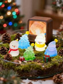 7 sztuk miniaturowych figurek bałwanków, choinka z żywicy, miniaturowe akcesoria do majsterkowania, mikrokrajobrazy, ozdoby świąteczne, dom, zimowe dekoracje na tort, domek dla lalek, ozdoba na tort w kształcie choinki, klej do kremu, DIY, żywiczne akcesoria, ozdoba świąteczna, idealna do każdego pokoju, idealna na Boże Narodzenie i Walentynki, dekoracje ogrodowe, dekoracje do akwarium